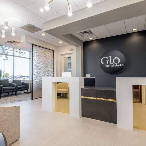 Interior image of the front office of Glo Dental Studio in Waukesha, WI